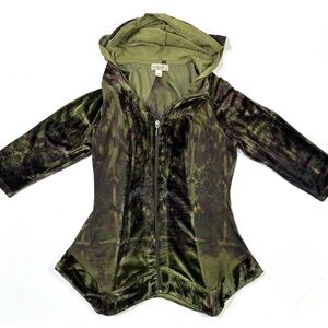One World Jacket Women’s Small Camo Hood Green Full Zip Long Sleeve